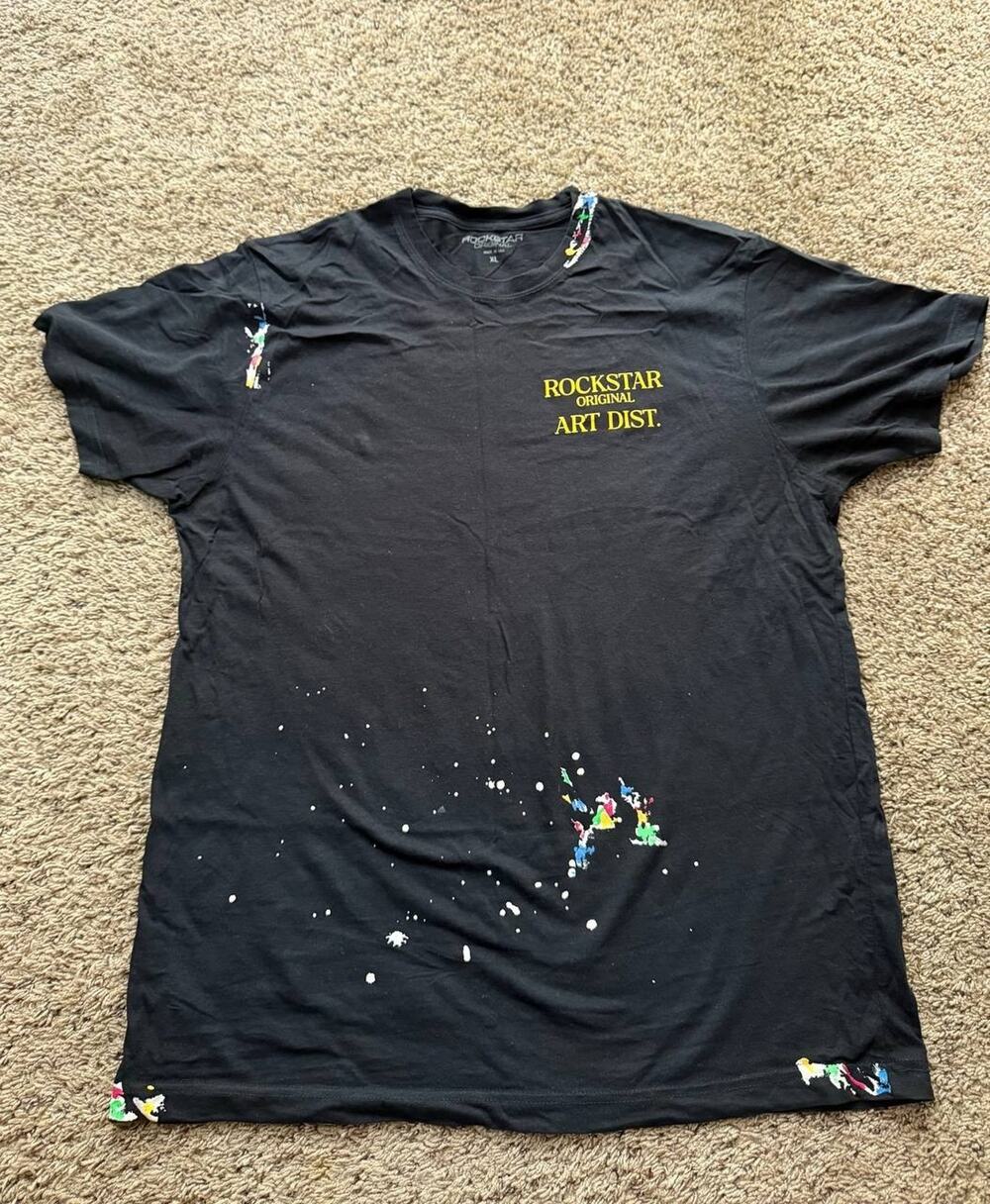 Rockstar Original Art District Tee Black Paint Splatter Streetwear XL size